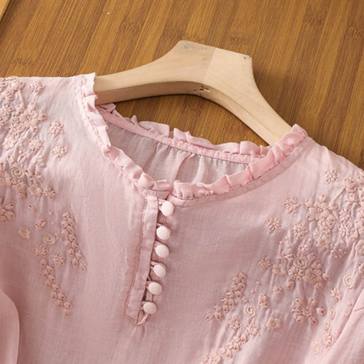 Women’s Blouse | Button-Front Embroidered