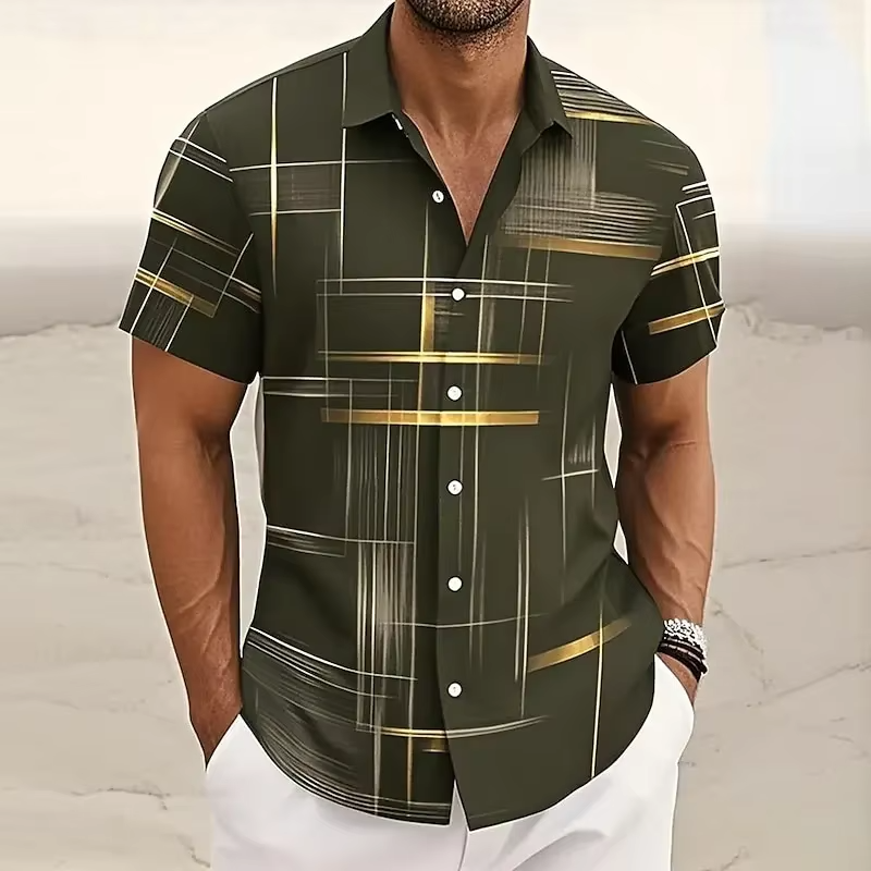 Gerald | Modern Line-Print Short Sleeve Shirt