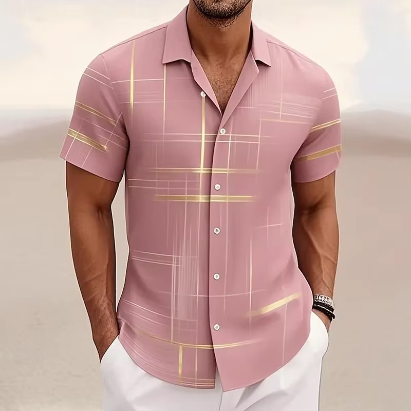 Gerald | Modern Line-Print Short Sleeve Shirt