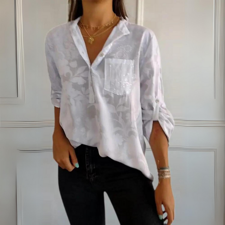 Women’s Blouse | Floral Pattern Collared