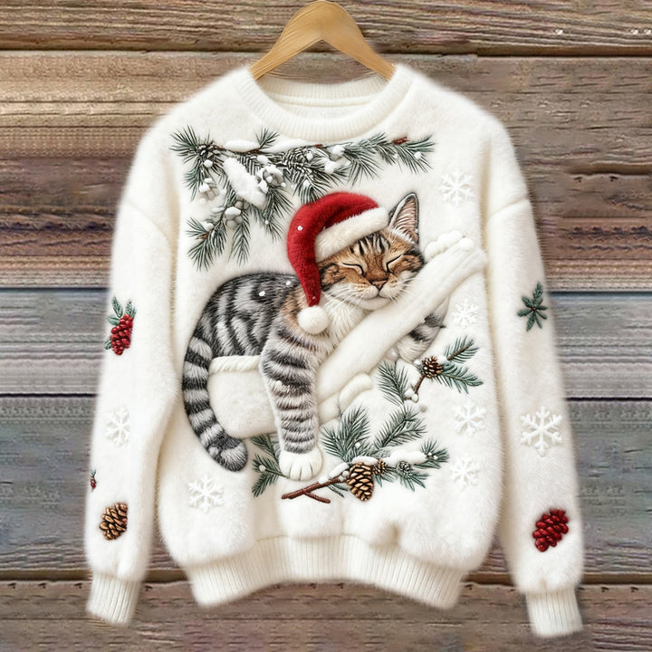 Women’s Sweater | Festive Cat Print