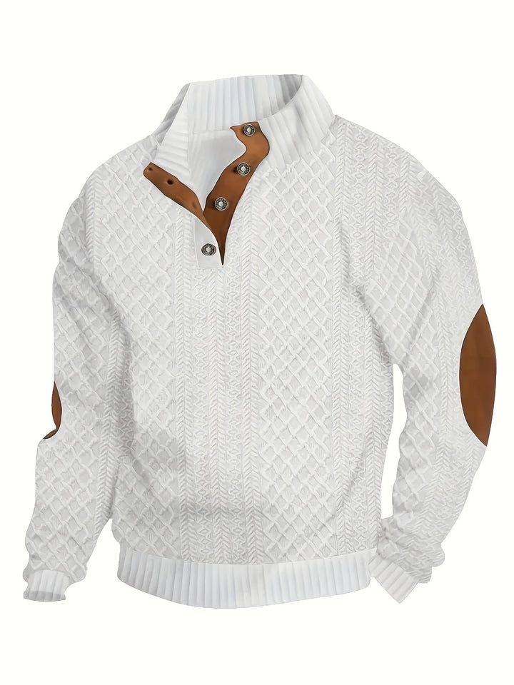 Ronan | Stand Collar Button Henley Sweater