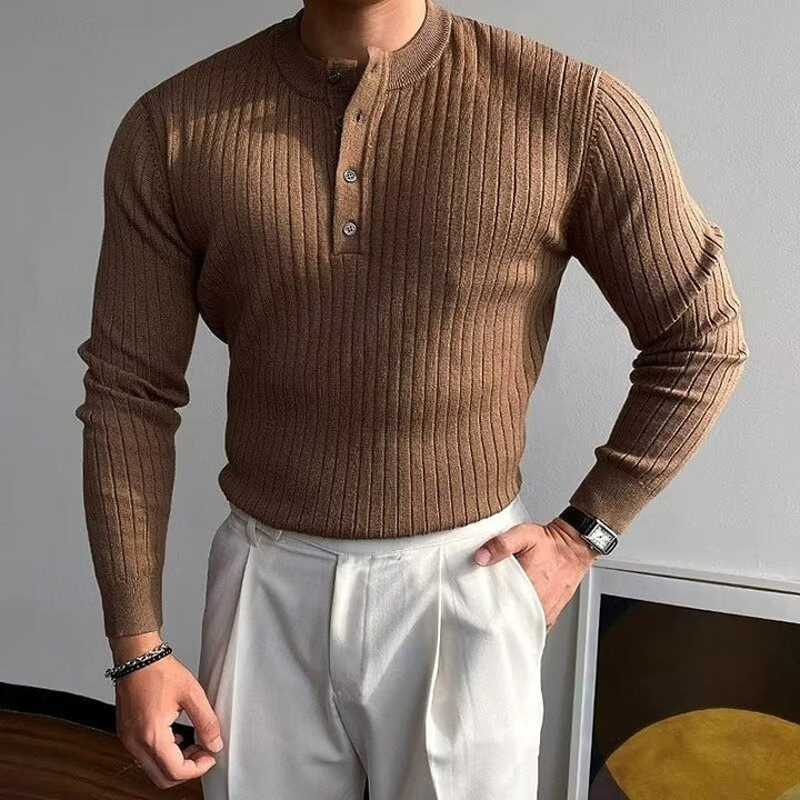 Theo | Ribbed Henley Sweater