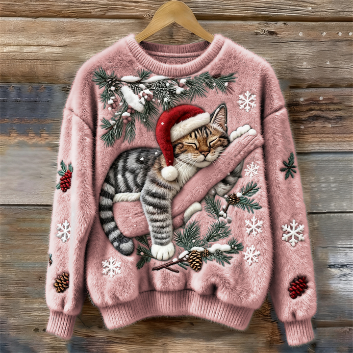 Women’s Sweater | Festive Cat Print