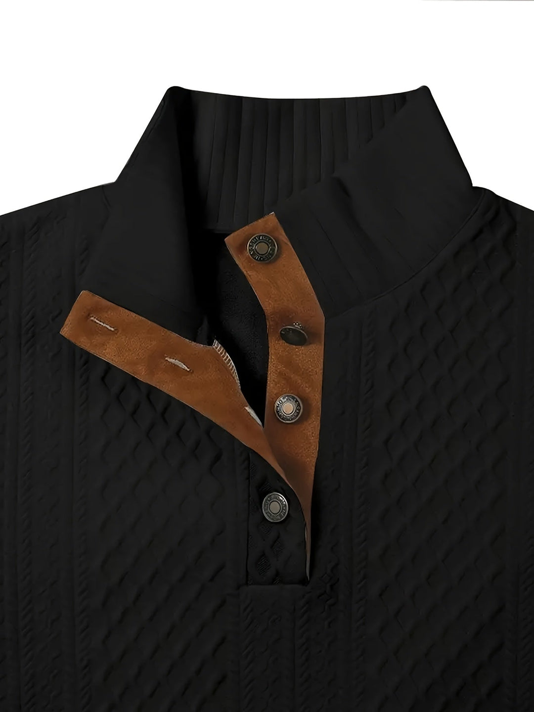 Ronan | Stand Collar Button Henley Sweater
