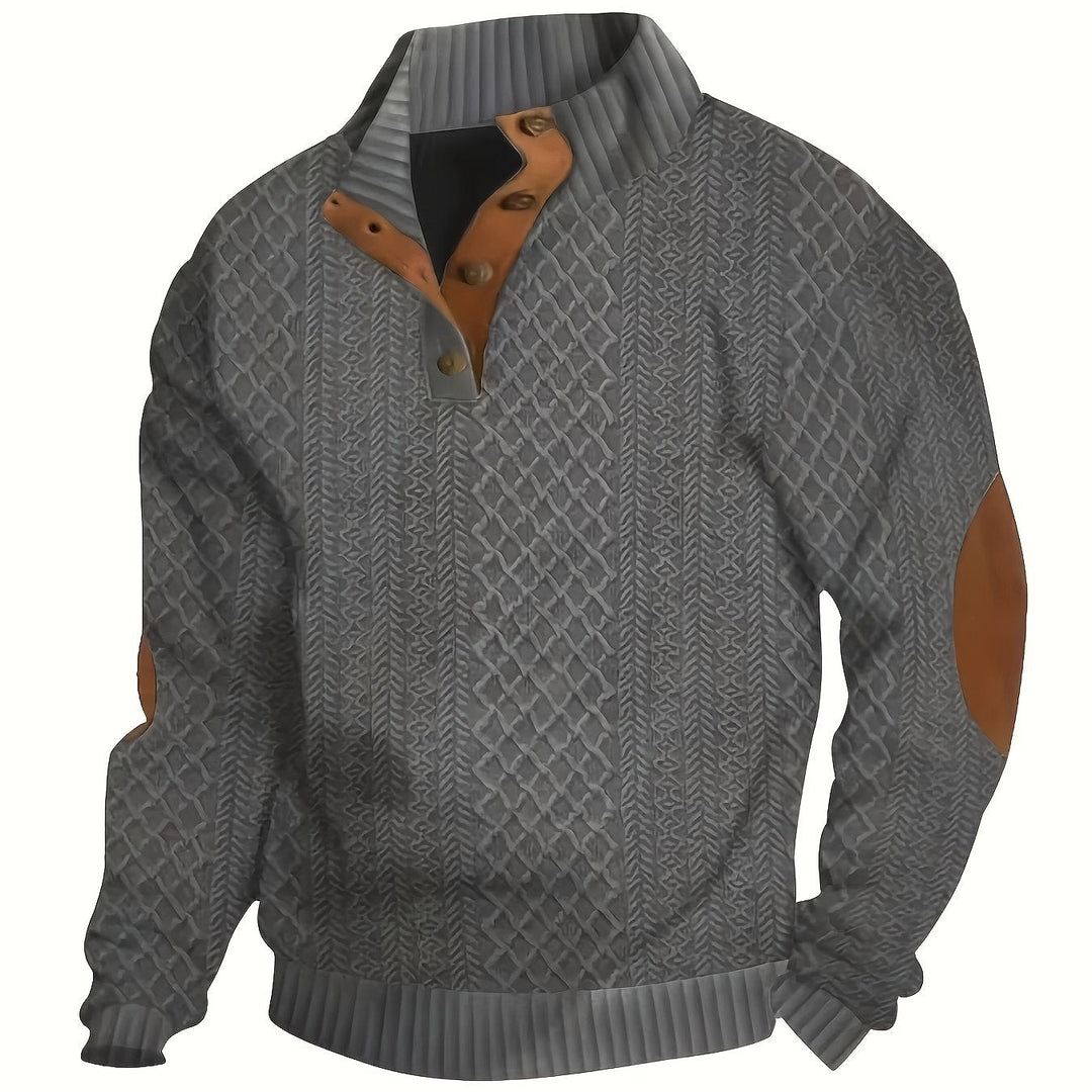 Ronan | Stand Collar Button Henley Sweater