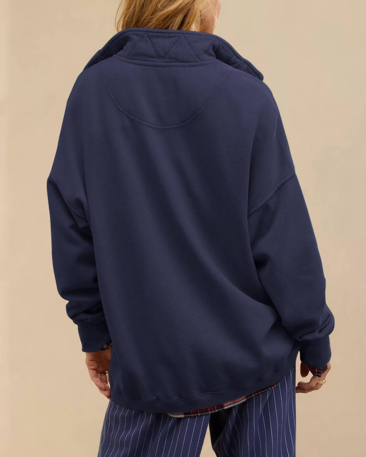 Margaret | Timeless Quilted Henley Oversized Sweatshirt