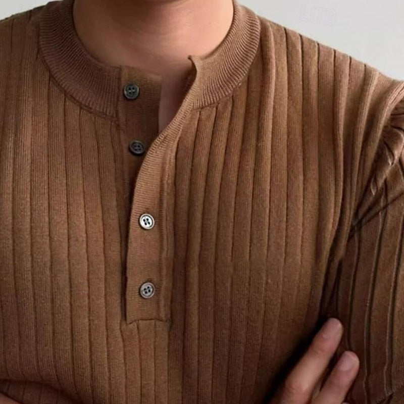 Theo | Ribbed Henley Sweater
