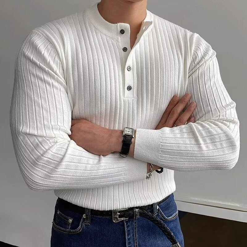 Theo | Ribbed Henley Sweater