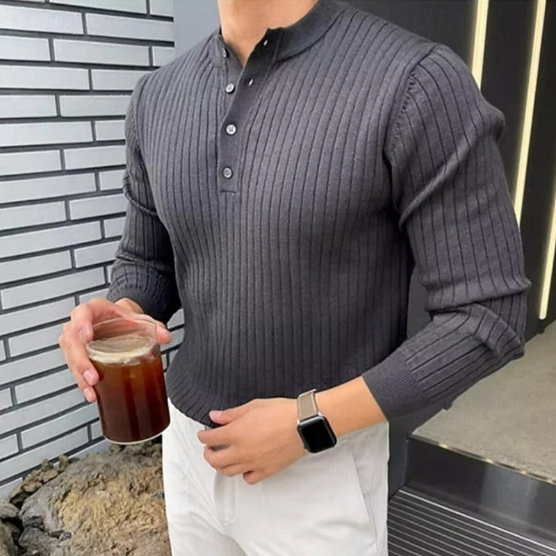 Theo | Ribbed Henley Sweater