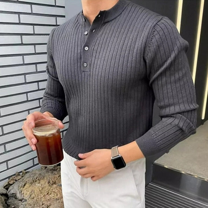 Theo | Ribbed Henley Sweater