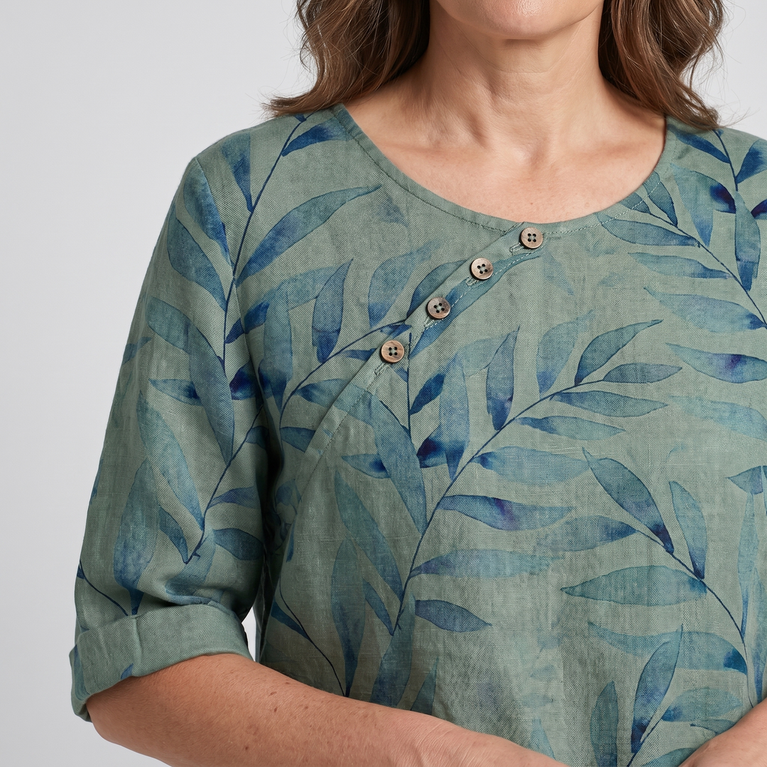 Woman’s Blouse | Printed Asymmetric Button