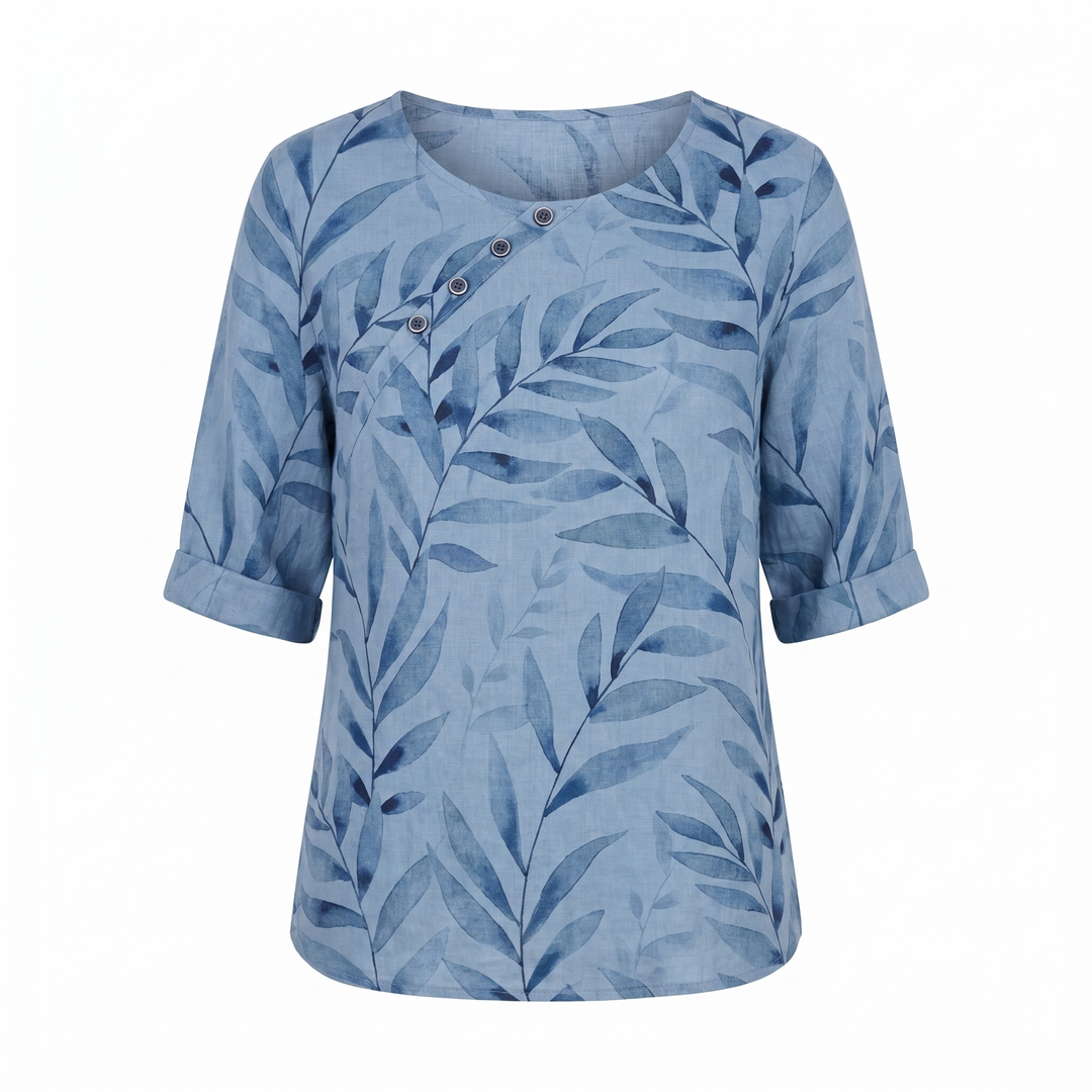 Woman’s Blouse | Printed Asymmetric Button