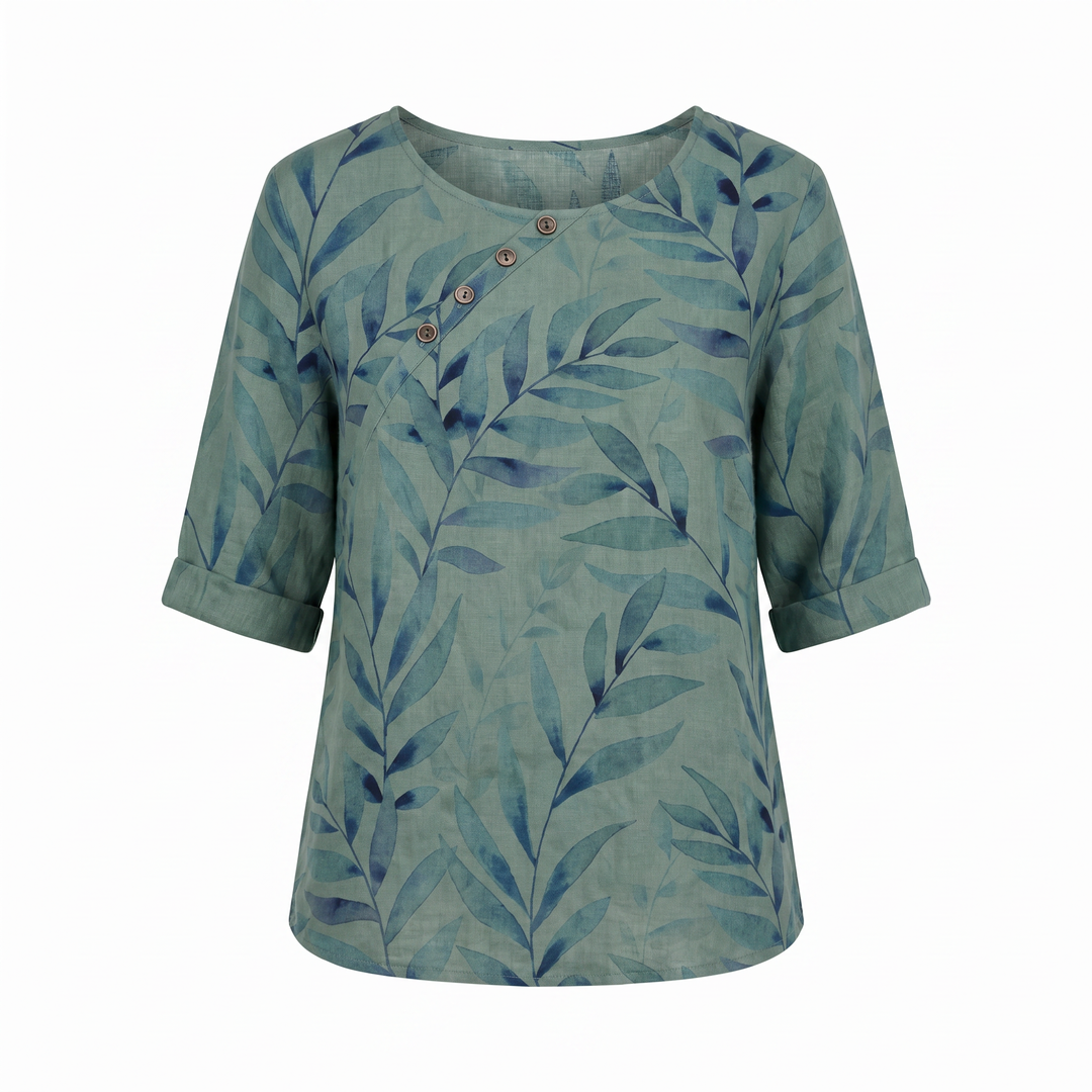 Woman’s Blouse | Printed Asymmetric Button